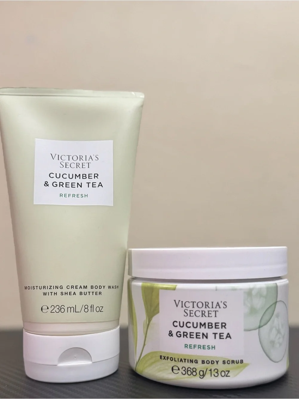 Victoria's Secret Cucumber & Green Tea Cream Body Wash and Body Scrub